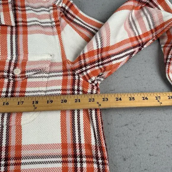 Outerknown Blanket Shirt Women’s M/L Orange Plaid Button Up Heavyweight - Picture 14 of 16
